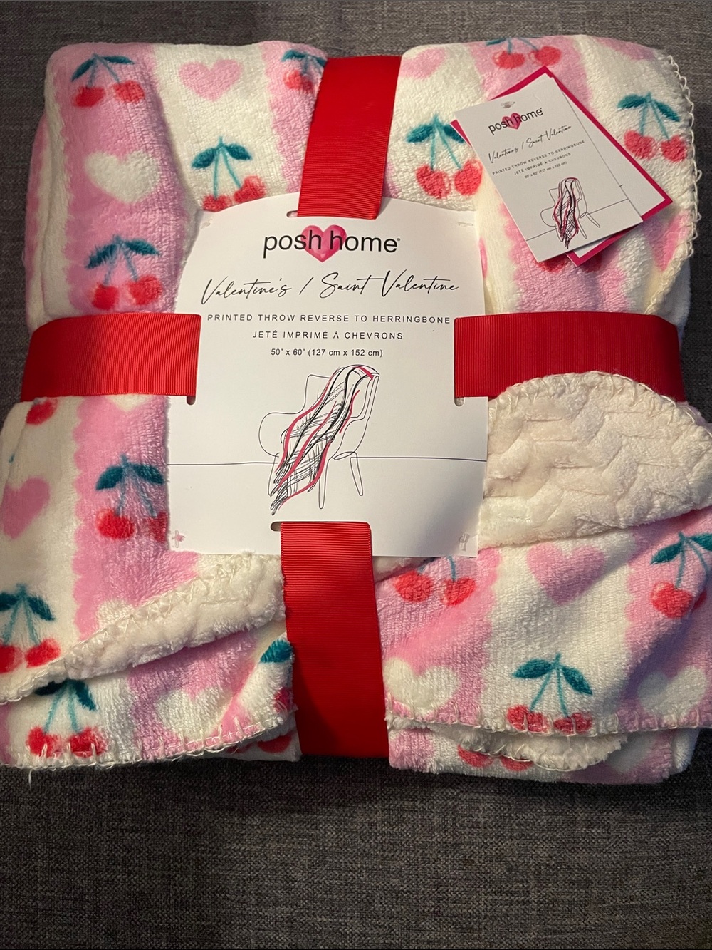 Cherry and Hearts Throw Blanket